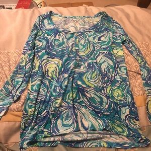 Blue green long sleeve top